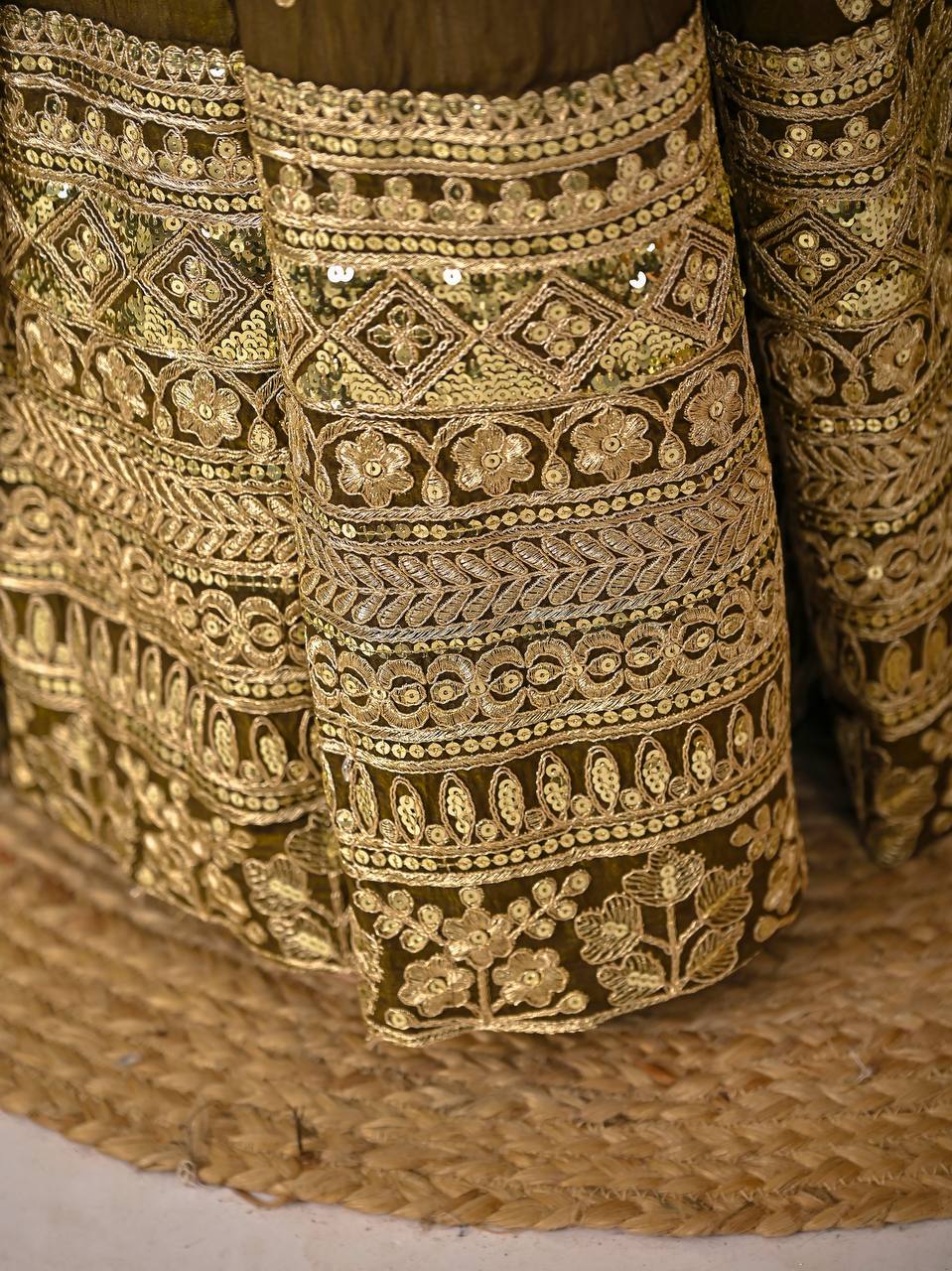 Elegant Olive Green Festive Gown - Image 7